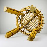 Vintage rattan stool, Italy, 1960s