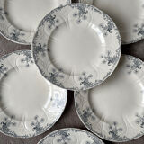 6 Longwy Ironstone Flat Plates, Lorraine Pattern