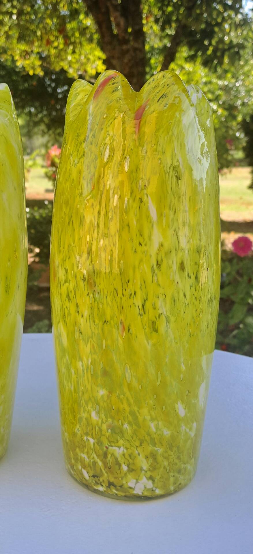 Pair of blown glass vases Clichy Legras