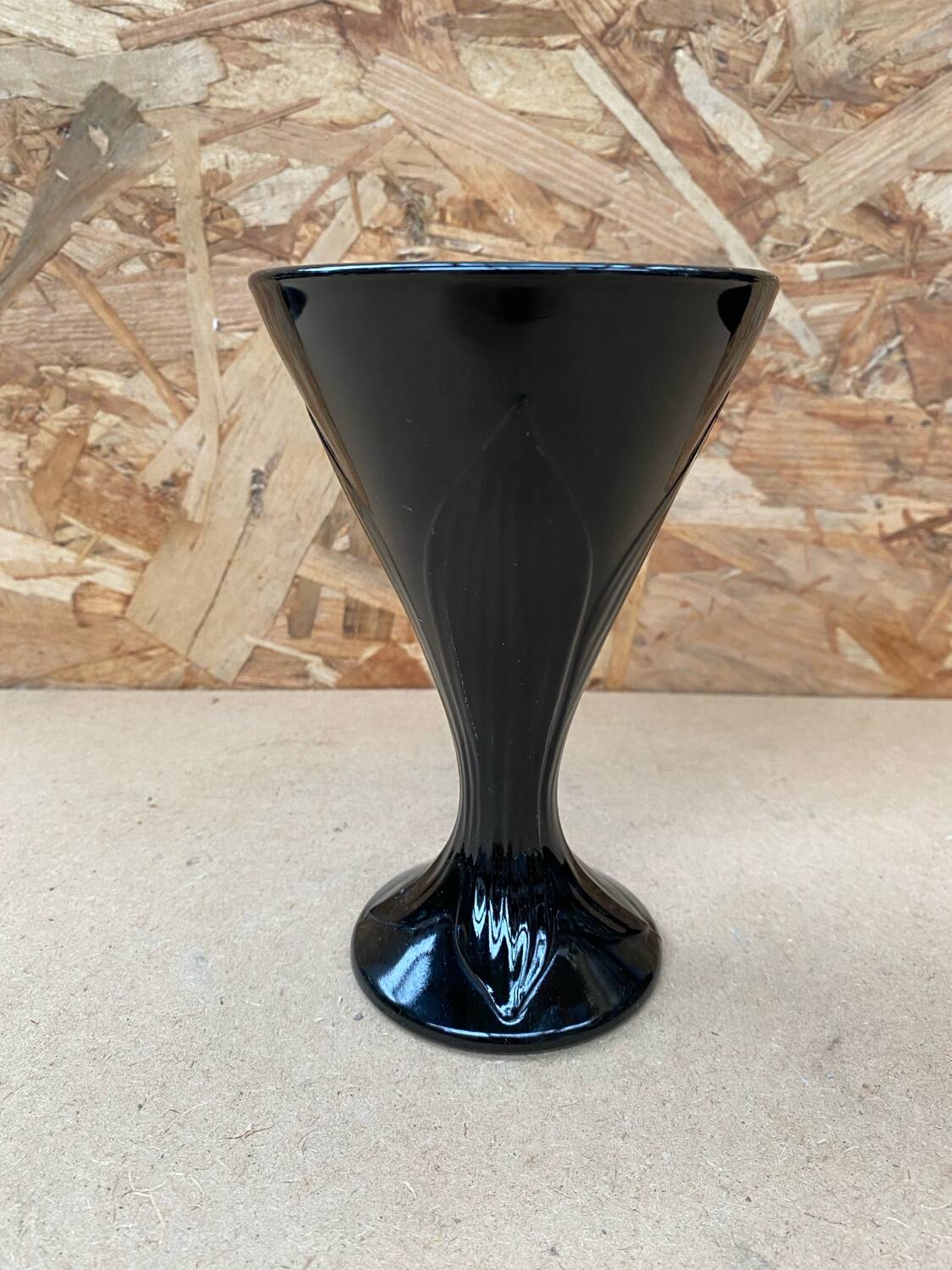 Set of 6 Art Nouveau Ice Cream Cups Black Opaline Glass France Vintage