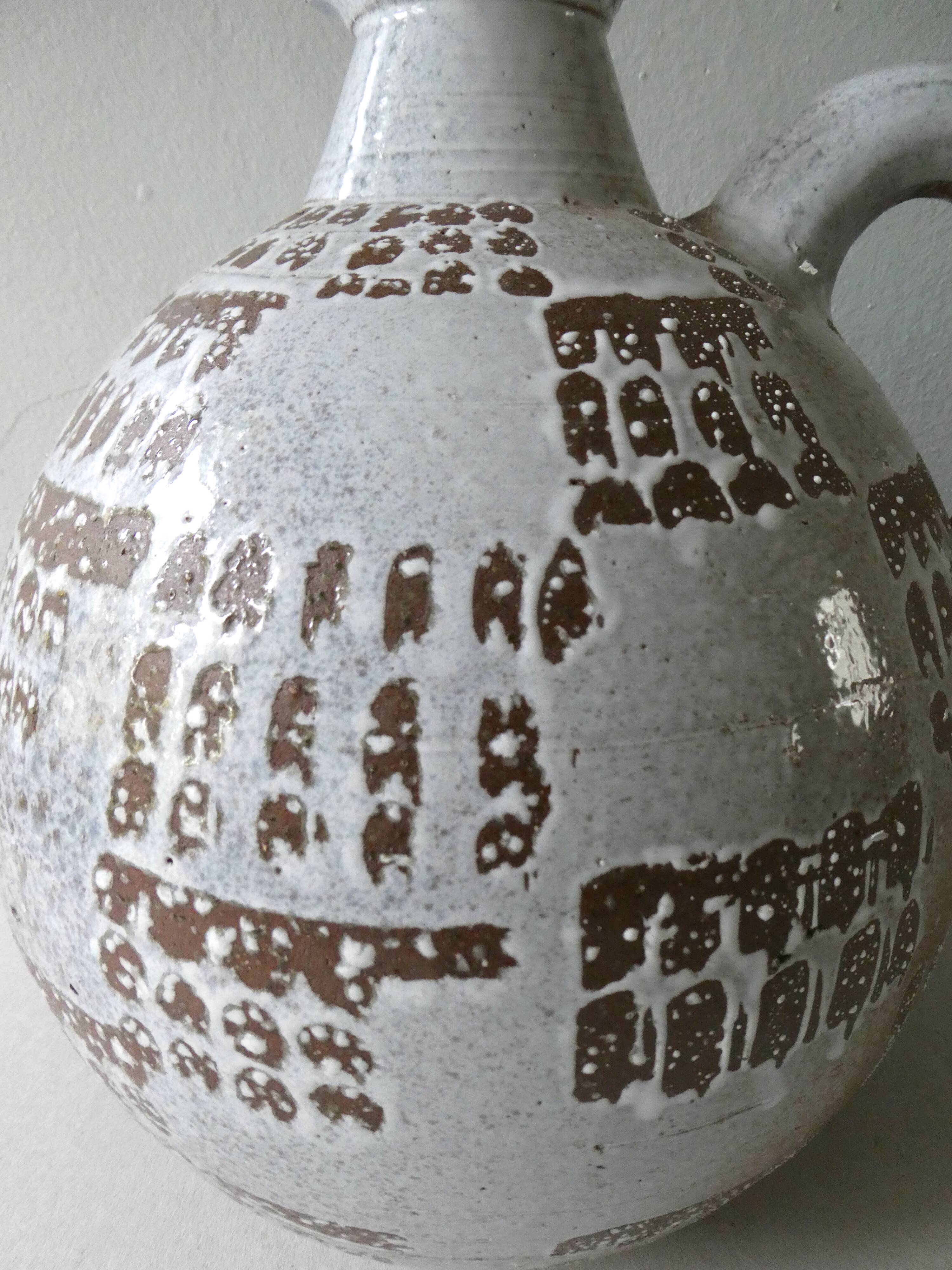Enamelled sandstone vase by Joel Baudouin 1960s