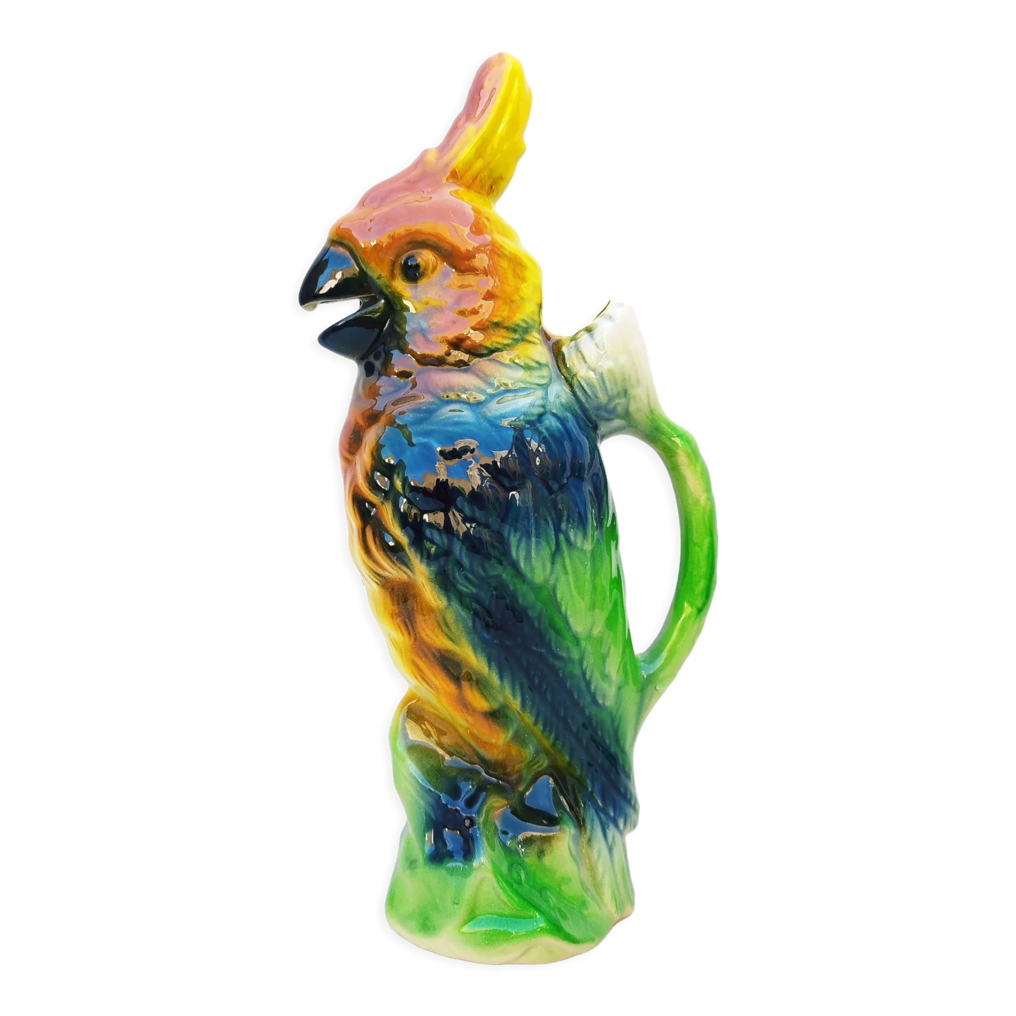 Pitcher cockatoo earthenware Saint Clement Vintage