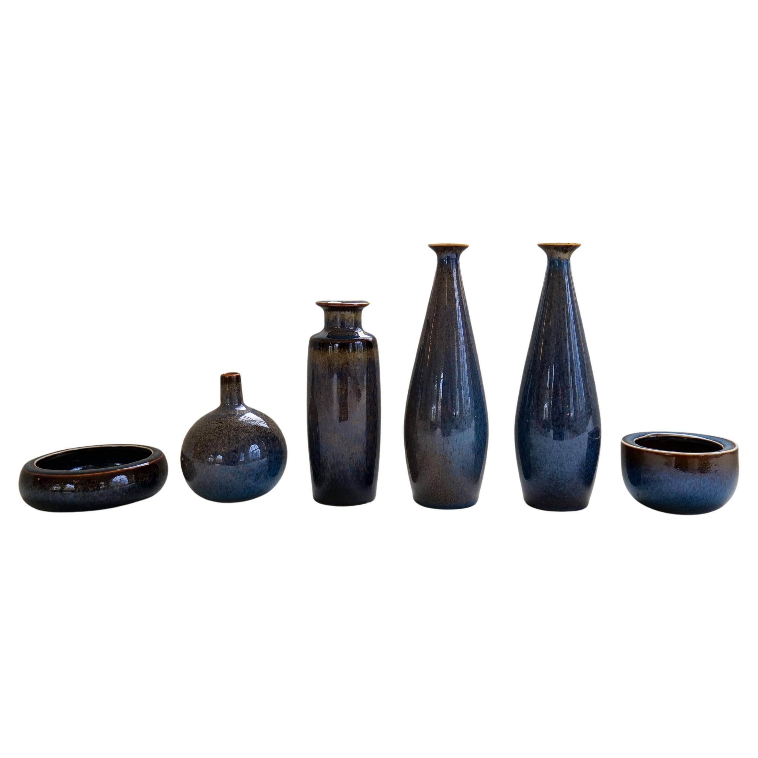 Midcentury Modern Collection of 6 Vases by Carl Harry Stålhane Rörstrand Sweden