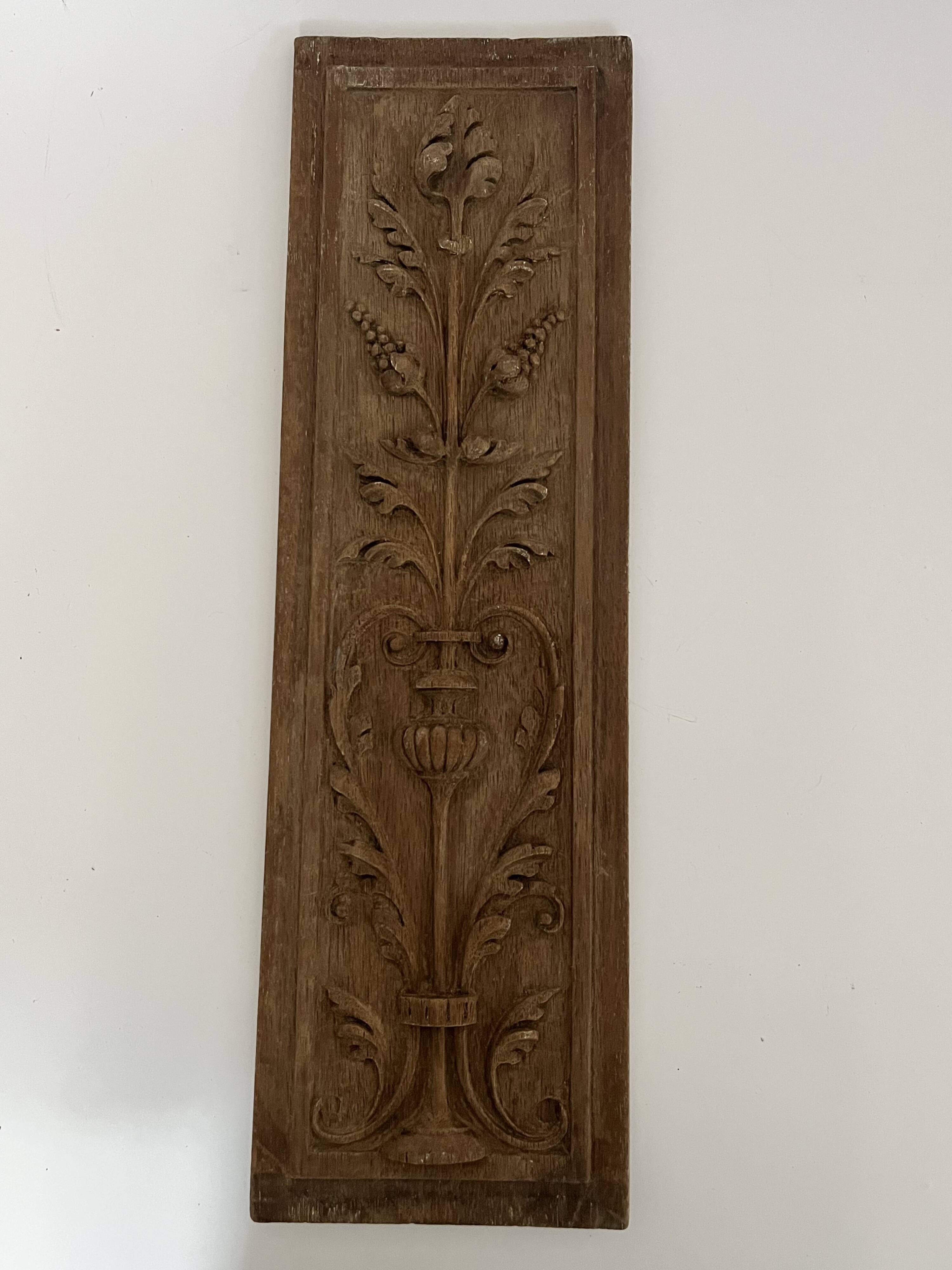 Pair of carved wooden panels - No. 1