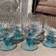 Set of 6 liqueur glasses in transparent blue bicoloured portieux glass