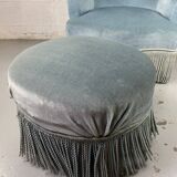 Blue toad armchair and its footrest