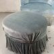 Blue toad armchair and its footrest