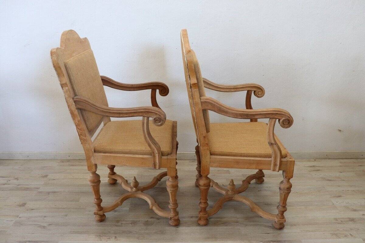 Jute and poplar wood armchairs, 1930s, set of 2