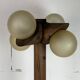 Midcentury brutalist oak floor lamp with 4 spheres, 1970s  by Temde Leuchten