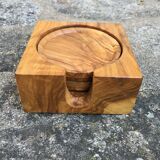 Set of 6 olive wood coasters