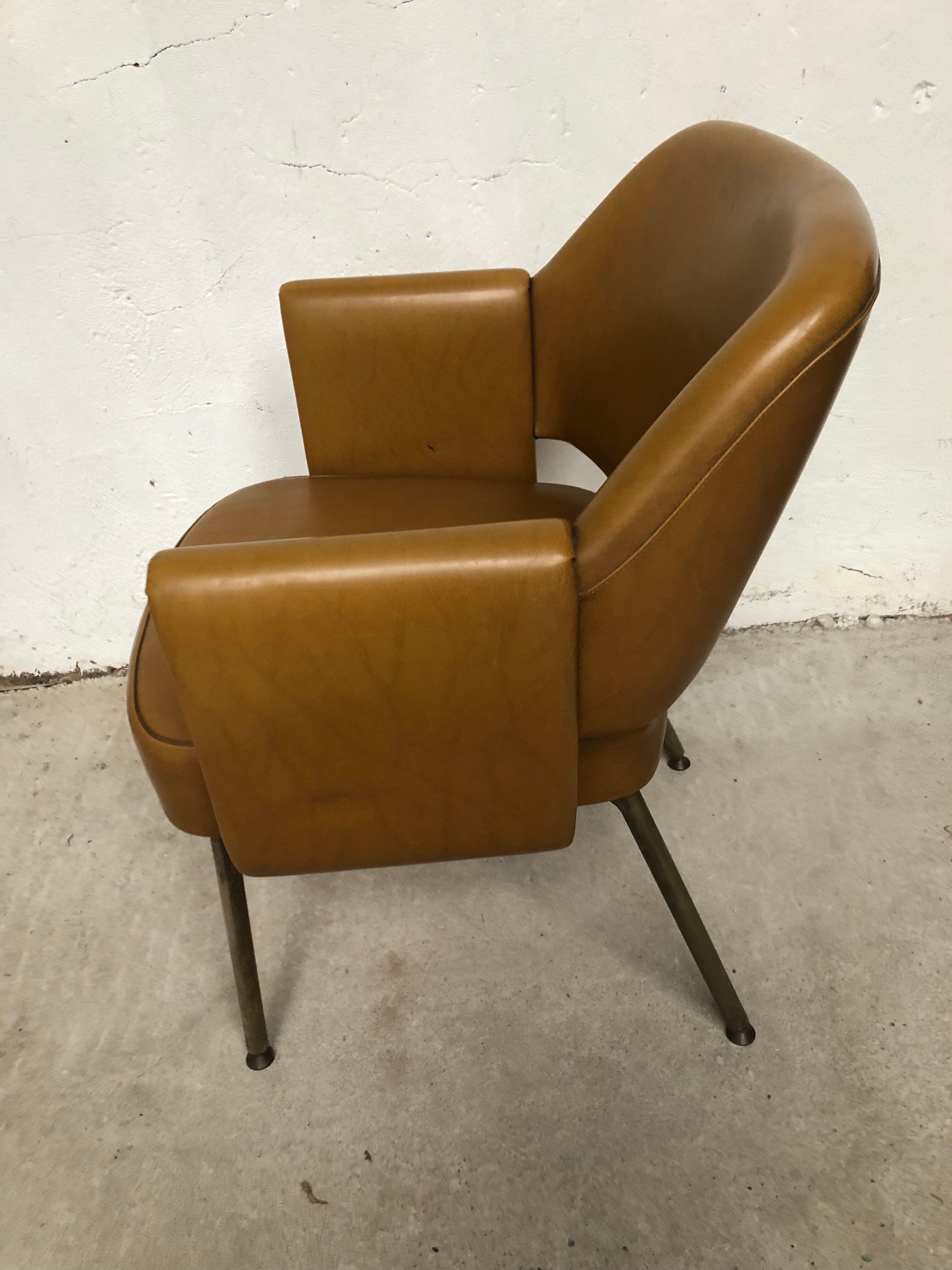 Armchair imitation leather Marc and Pierre Simon for Airborne 60s