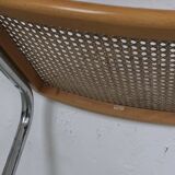 Tabouret de bar à assise tubulaire en rotin, style Marcel Breuer | Italie | Années 1970