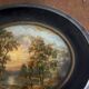 Miniature sur bois, paysage, romantique