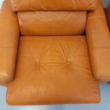 Paire de fauteuils lounge vintage en cuir des années 60 70