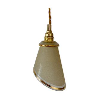 Vintage tulip lamp in beige sandblasted glass