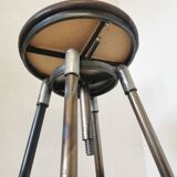 Chaise de bar vintage en métal faite à la main : siège pivotant en cuir à hauteur réglable