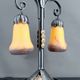 Lampe bicéphale Art Déco, fer forgé à double patine– Muller Frères, c. 1920