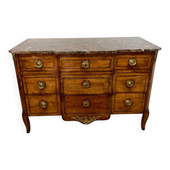 Old 19th century transition style chest of drawers with 3 drawers and marble top