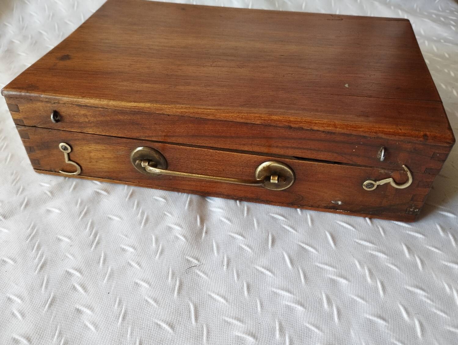 Old paint box wooden box with brass handle