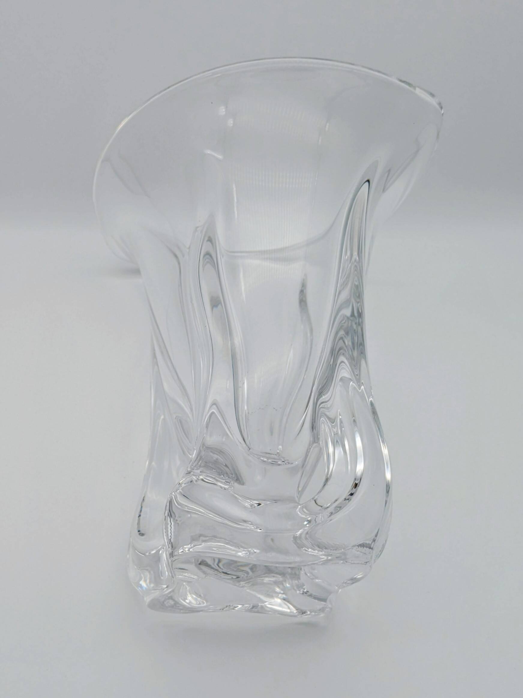 Art Vannes France - Large Sculptural Free-Form Vase - Solid Crystal 1950