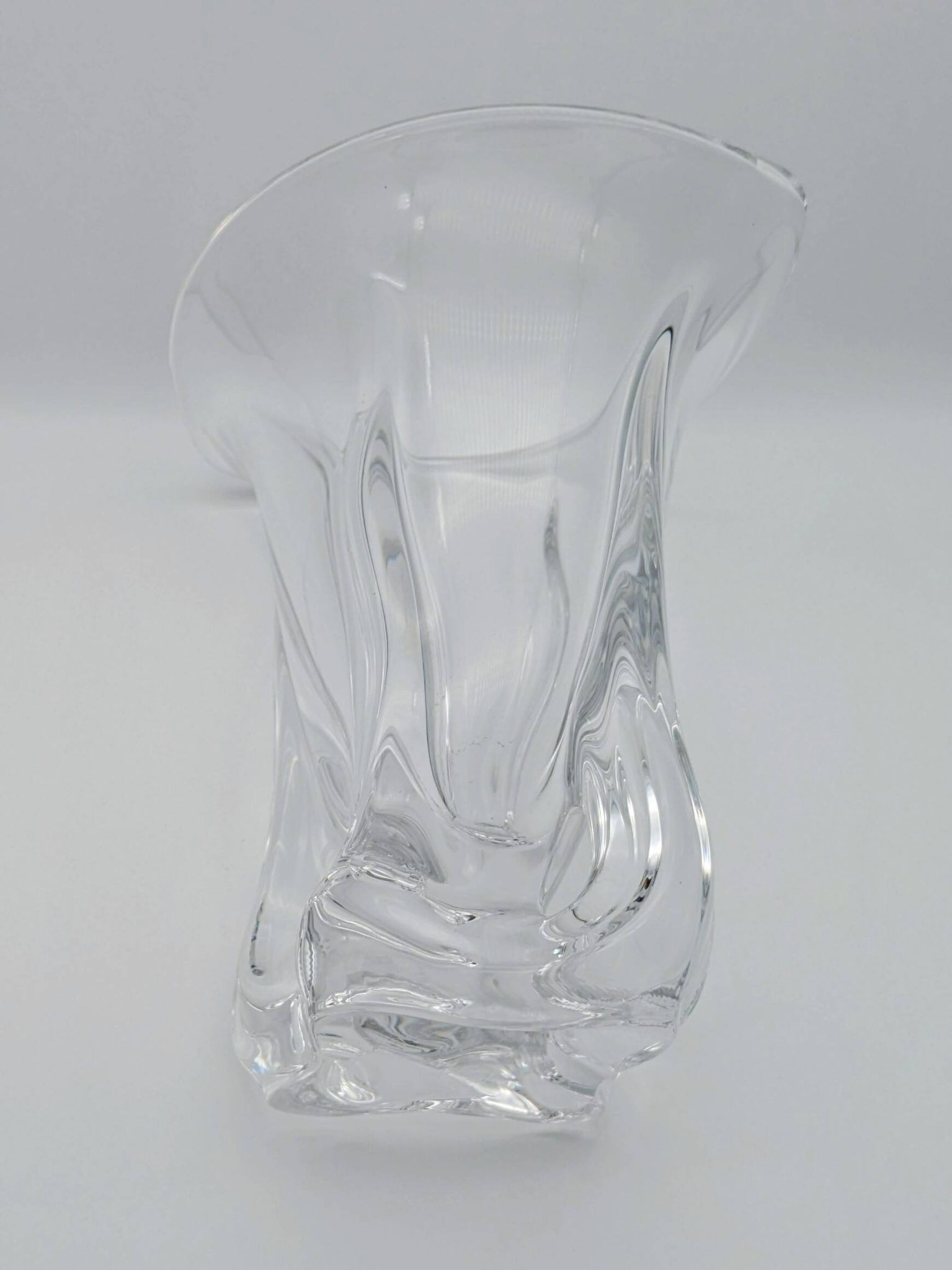 Art Vannes France - Large Sculptural Free-Form Vase - Solid Crystal 1950