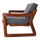 Scandinavian armchair teak Komfor blue-grey fabric 60's sled base