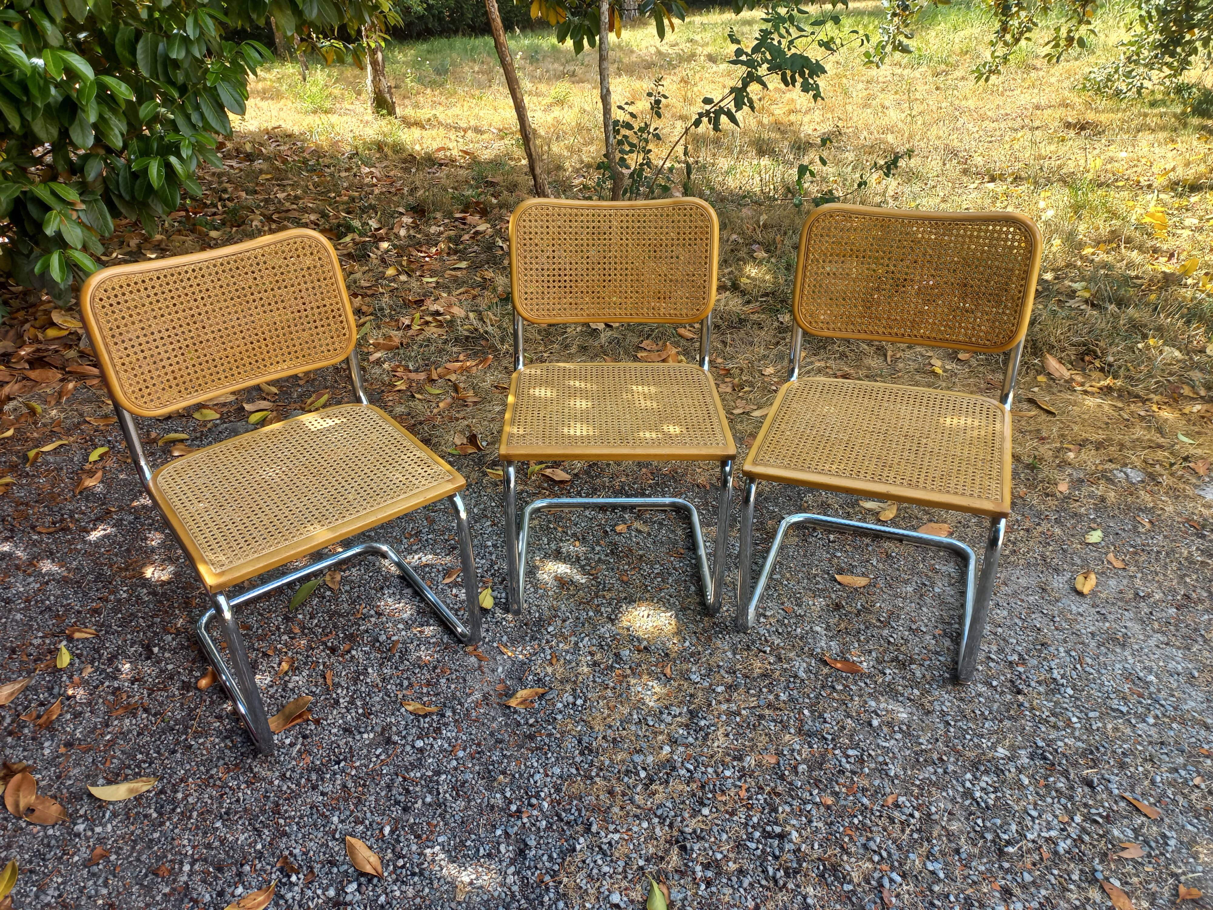 Set of 3 Cesca B32 chairs by Marcel Breuer
