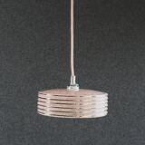 Old pendant light in pink clichy glass with silver threads, delivered with chrome socket