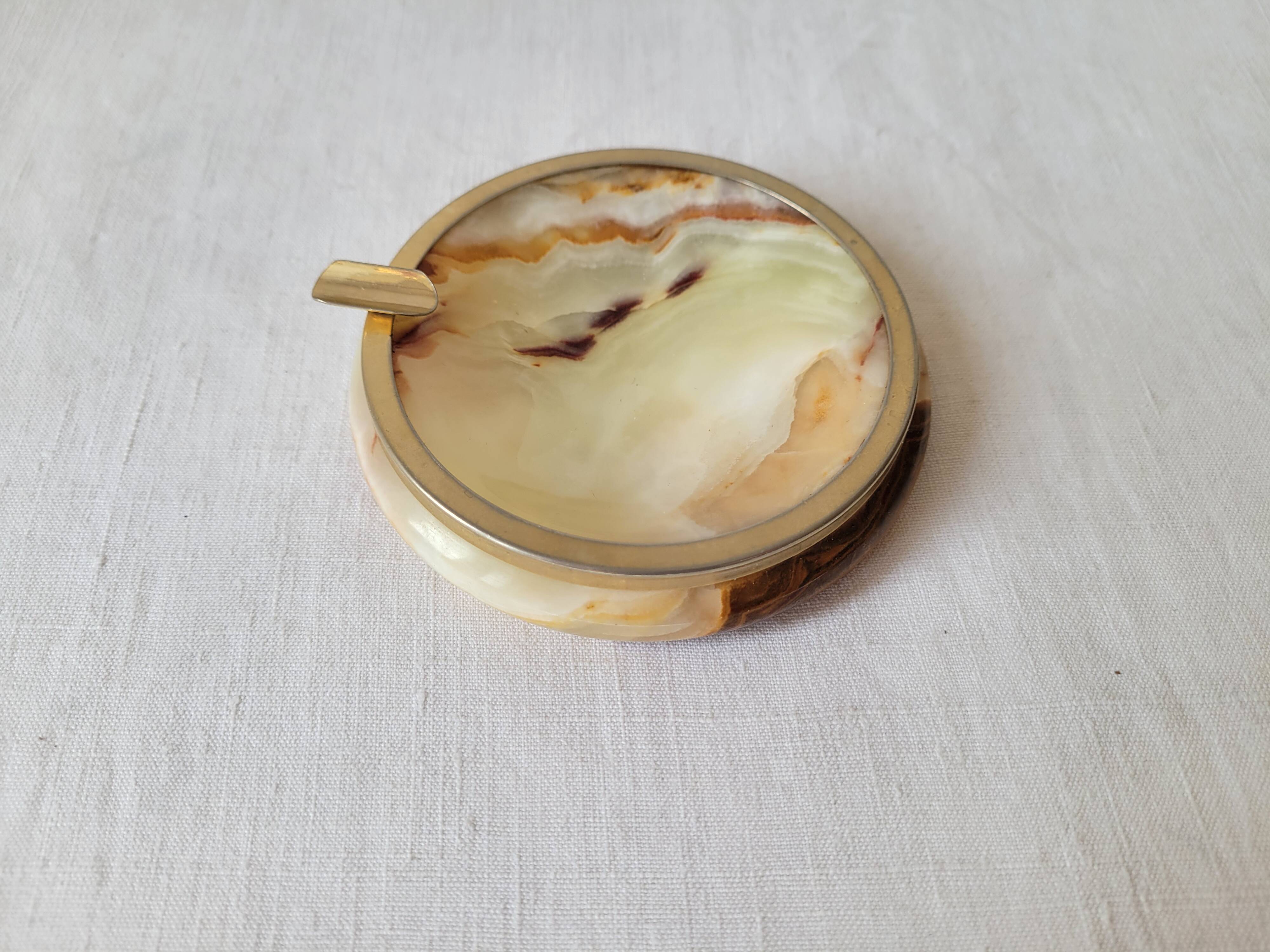 Onyx and brass ashtray