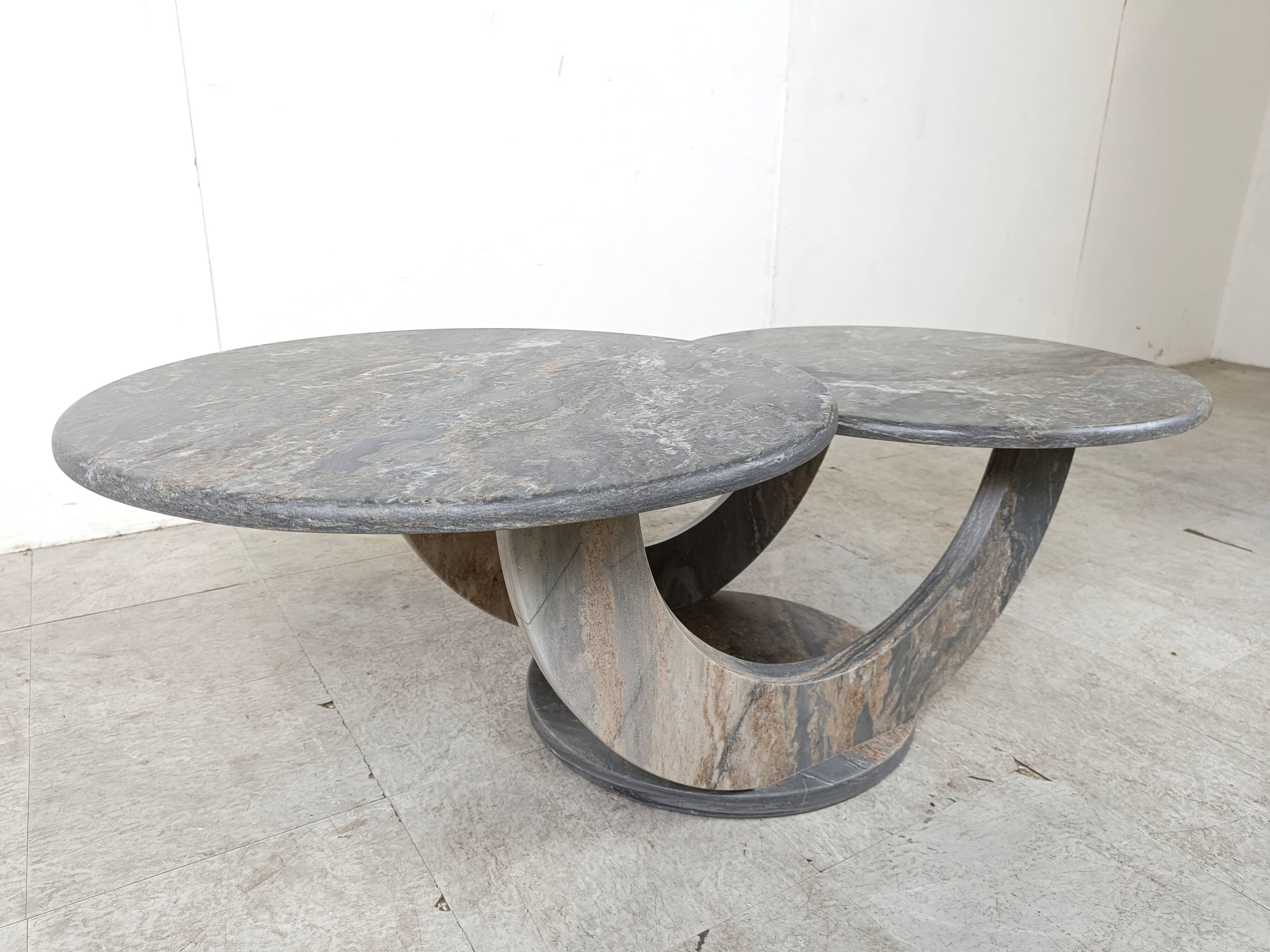Vintage two tier marble coffee table, 1970s
