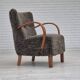 1960s, completely reupholstered Danish art deco armchair, genuine sheepskin "Wellington".