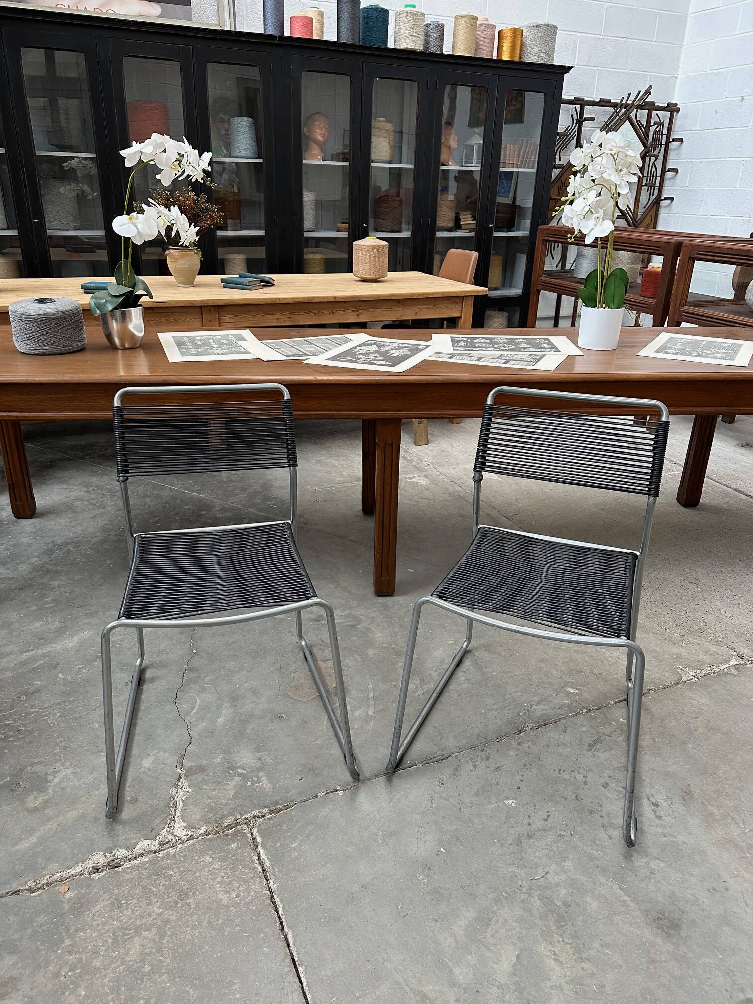 Pair of Melker Spaghetti chairs