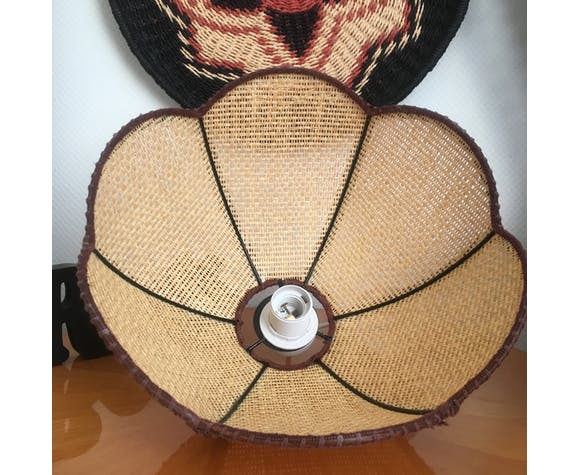 Vintage wicker hanging lamp shaped flower