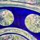 cobalt blue glass bowl with round lenses