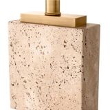 Pair of travertine and patinated brass table lamps, perfect for contemporary interiors.