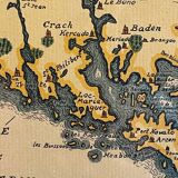 Carte marine océan atlantique vintage, encadrée