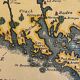 Vintage Atlantic Ocean Marine Map Gold Leaf Frame