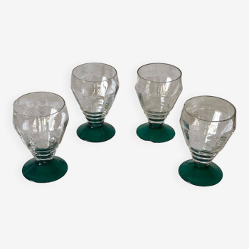 Set of 4 sweet wine glasses from the 1930s