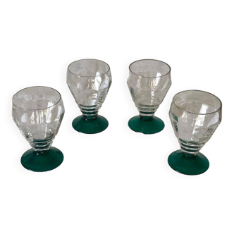 Set of 4 sweet wine glasses from the 1930s