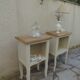 Pair of bedside tables, Elle and Lui, re-enchanted end tables in beige.