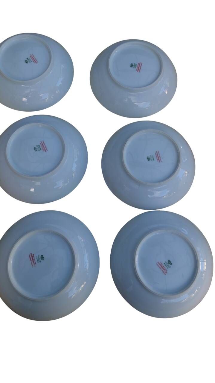 3 dishes + 6 porcelain soup plates signed Limoges France made by Chastanier