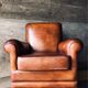 Fauteuil Club vintage en cuir « cognac »