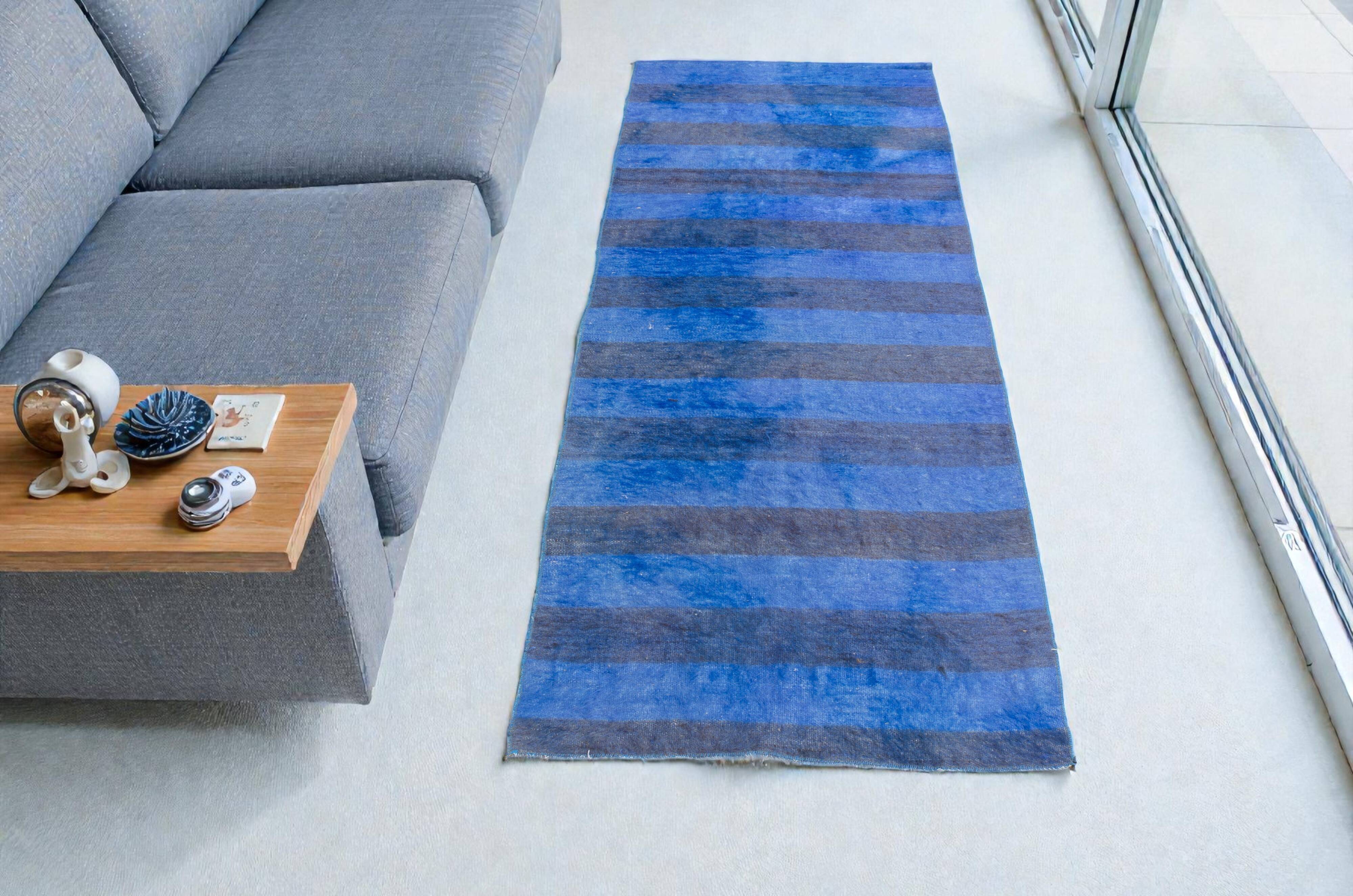 Blue Vintage Stripe Kilim Rug