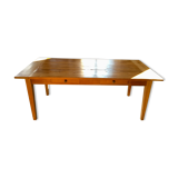 Teak table with extension cords