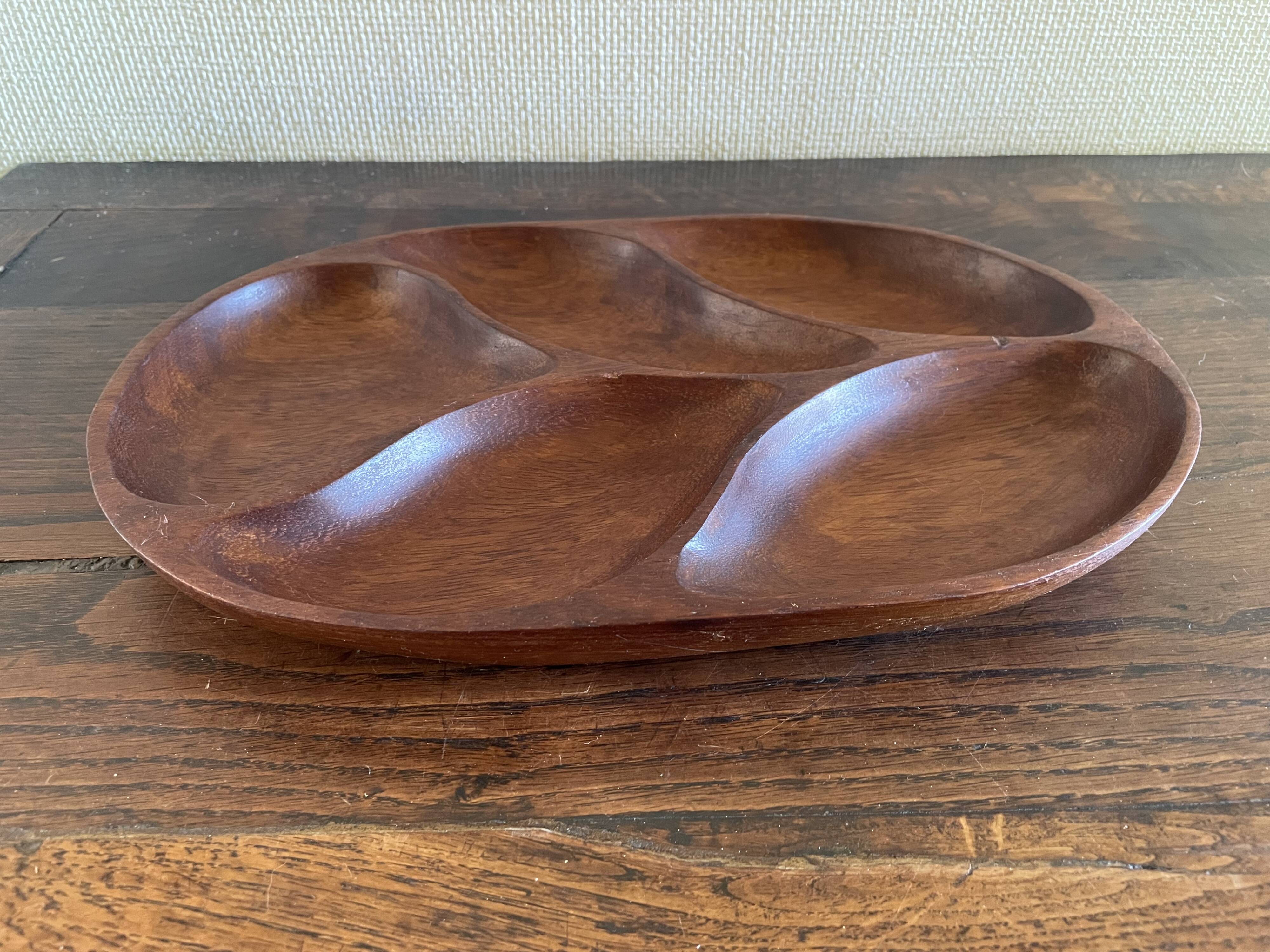 Wooden appetizer dish with compartments