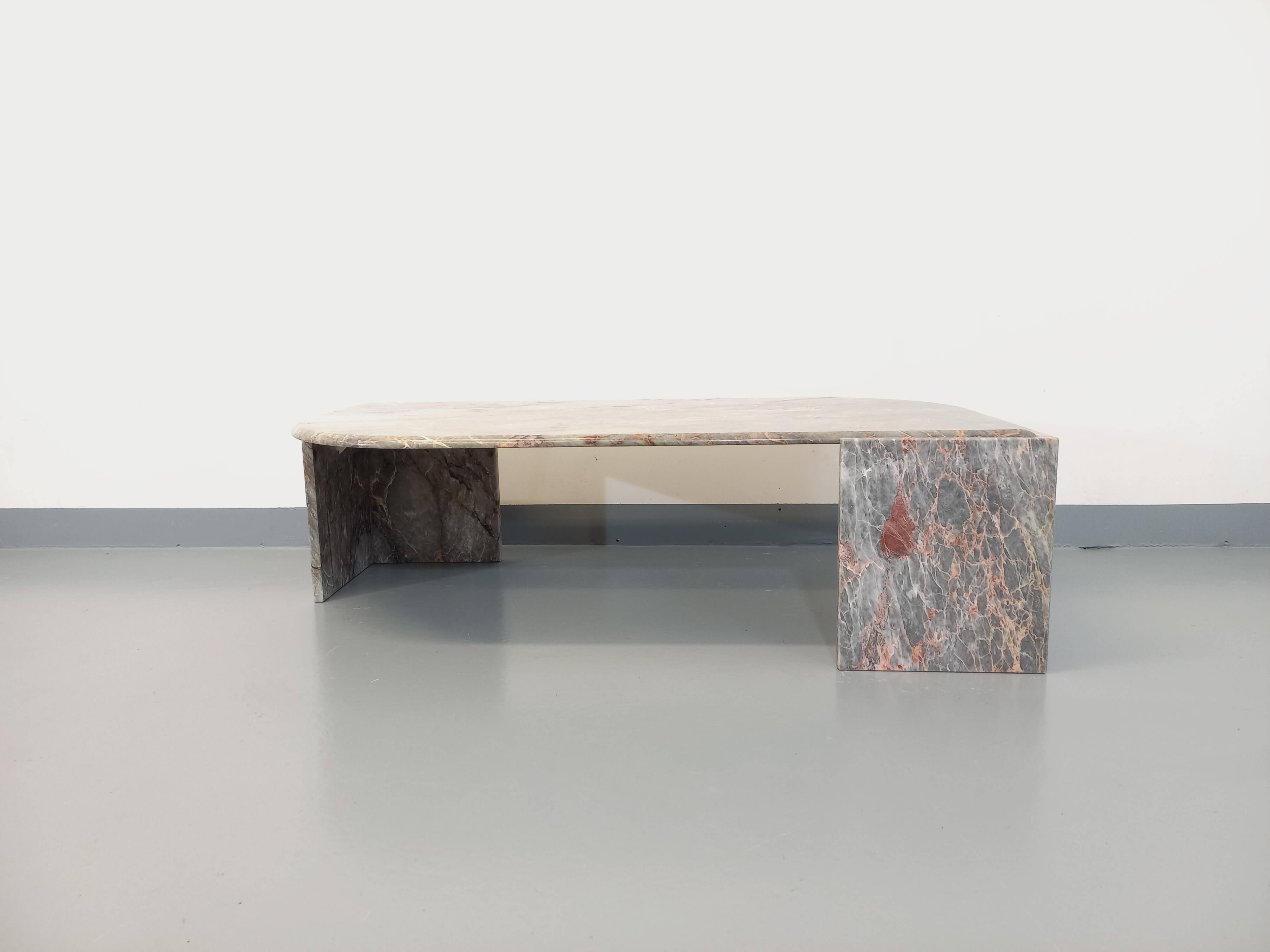 Vintage gray marble coffee table from the 70s