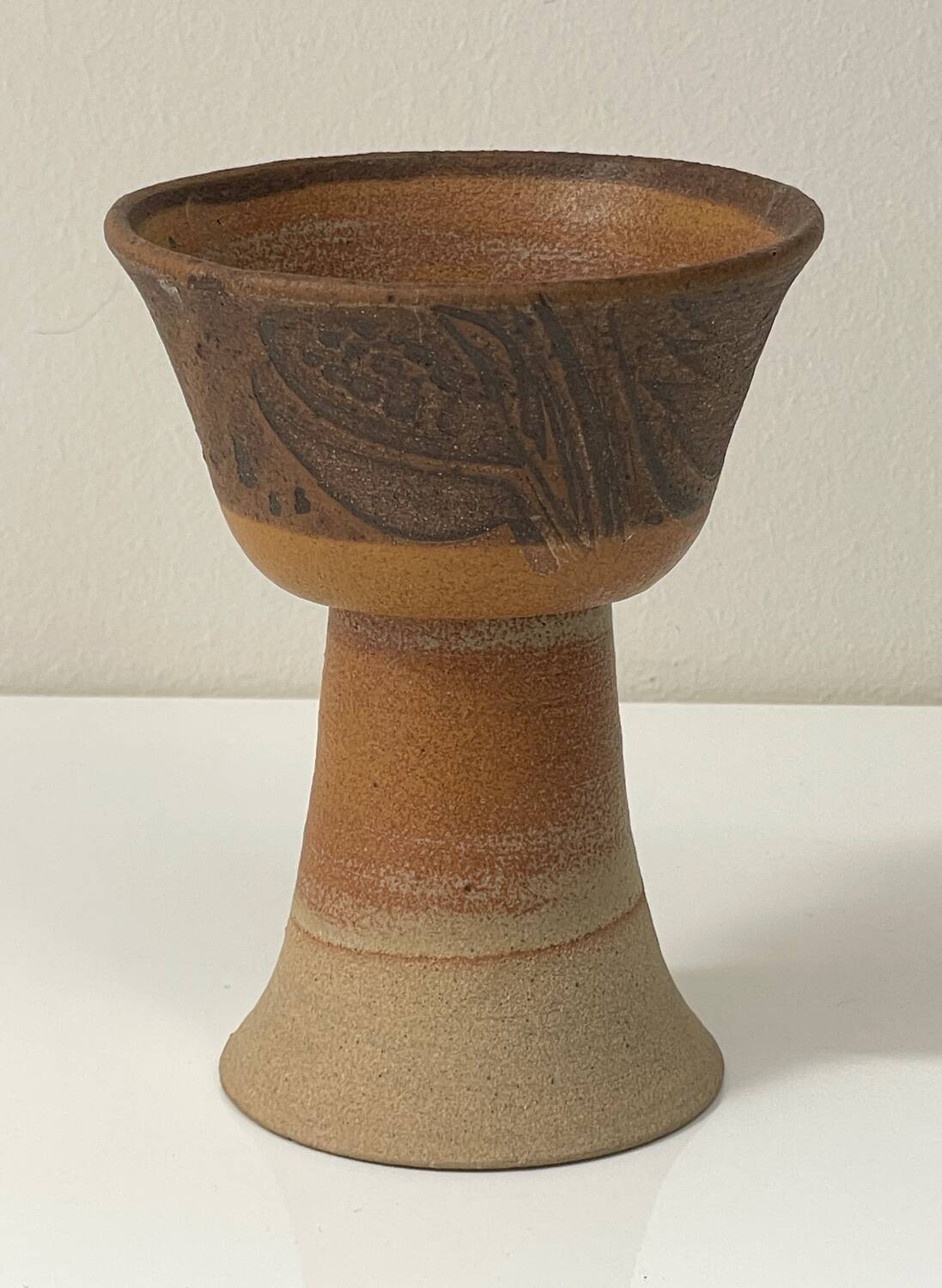 Vintage Scandinavian stoneware chalice cup, Höganäs style, 1960s.