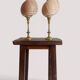 Pair of natural shells on a mid-century Swedish Skultuna brass candelabrum.