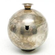 Mid-century modern sugar bowl, silver-plated brass, HEFRA, Poland, 1960s