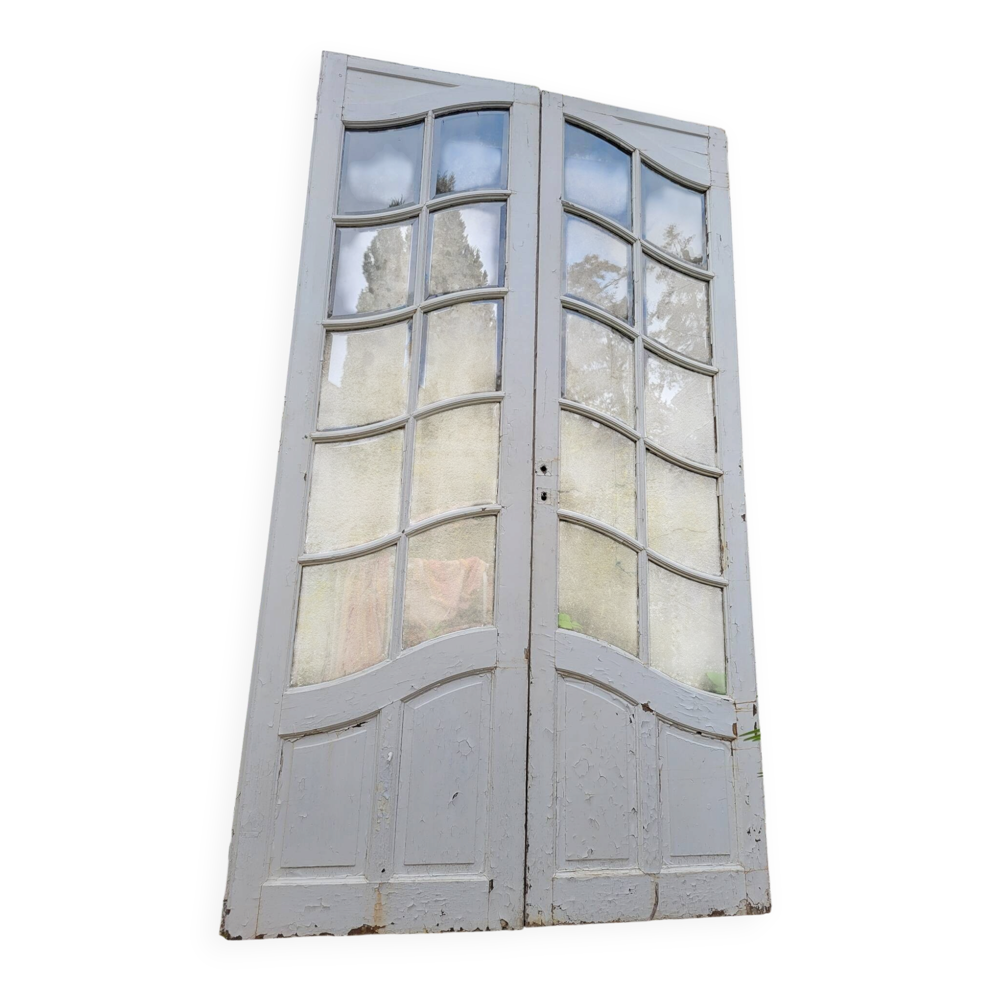 Art Nouveau double doors with small panes.